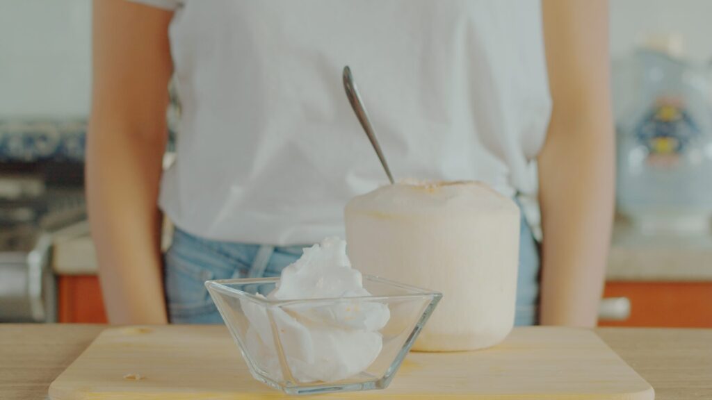 What to do with the coconut water and meat of a young coconut